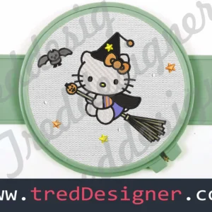 Hello Kitty Witch Halloween Embroidery Design