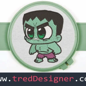 Baby Hulk Chibi Embroidery Design